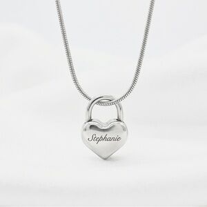 20 in Snake Chain Necklace with Personalized Name Padlock Charm